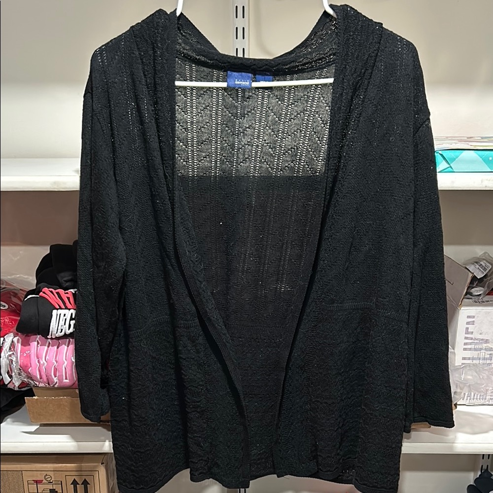 Black Lightweight Shawl Collar Cardigan